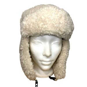 Surell Cream Shearling Trapper Hat Ushaka Ear Flaps One Size Warm Head wear Ski